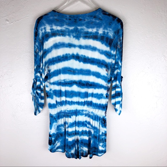 YOUNG BROKE & FABULOUS Blue Tie Dye Romper XS - Picture 7 of 14